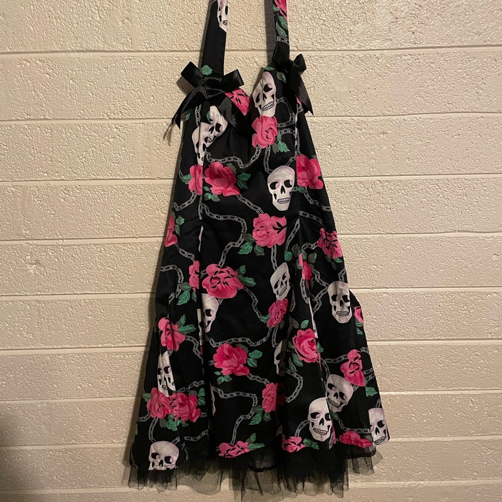 H&R Skull Rose Mini Halter Dress